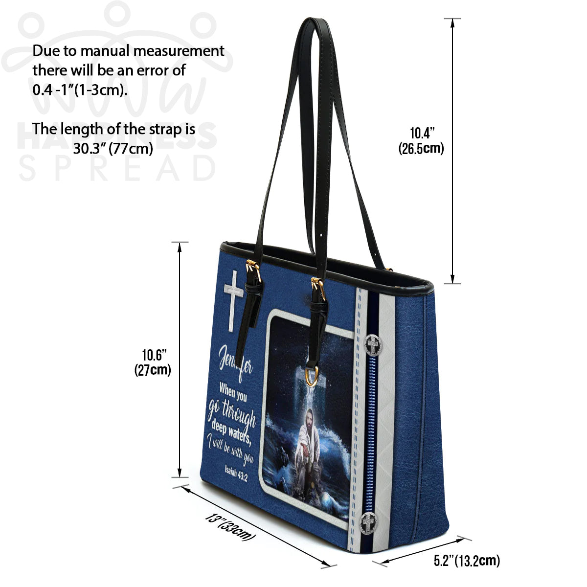 Personalized 'I Will Be With You' Leather Handbag