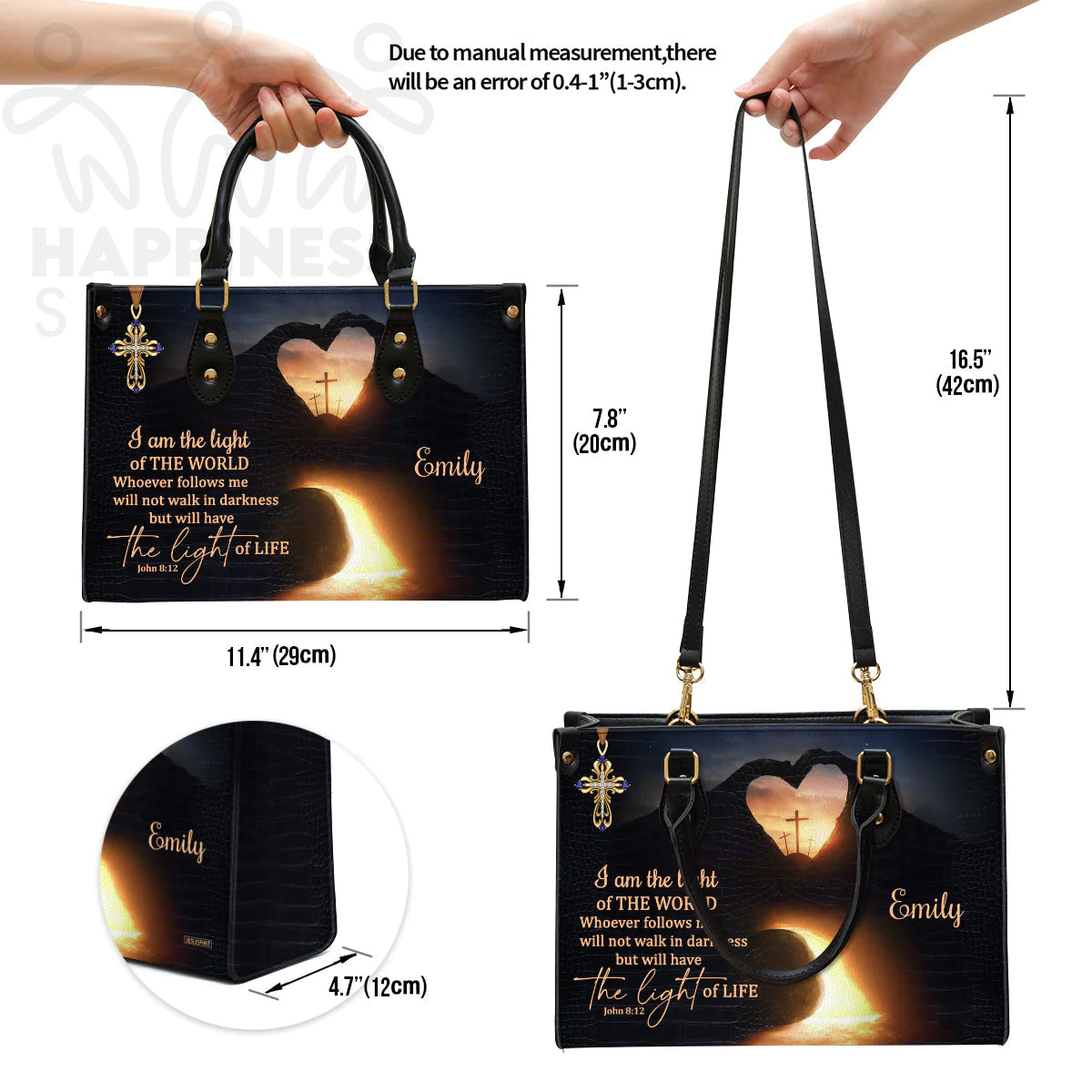 Personalized Light of the World Leather Handbag