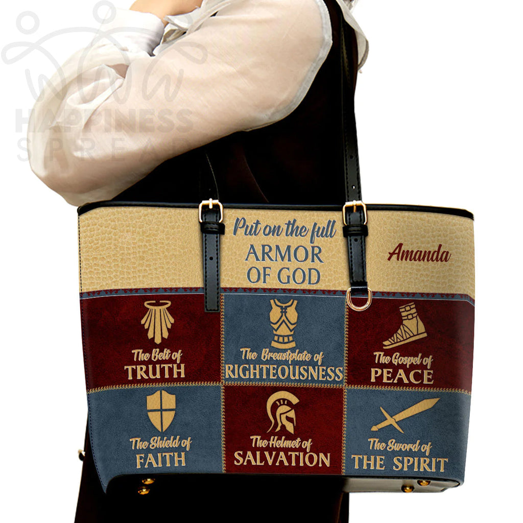 Personalized Gospel of Peace Leather Tote Bag