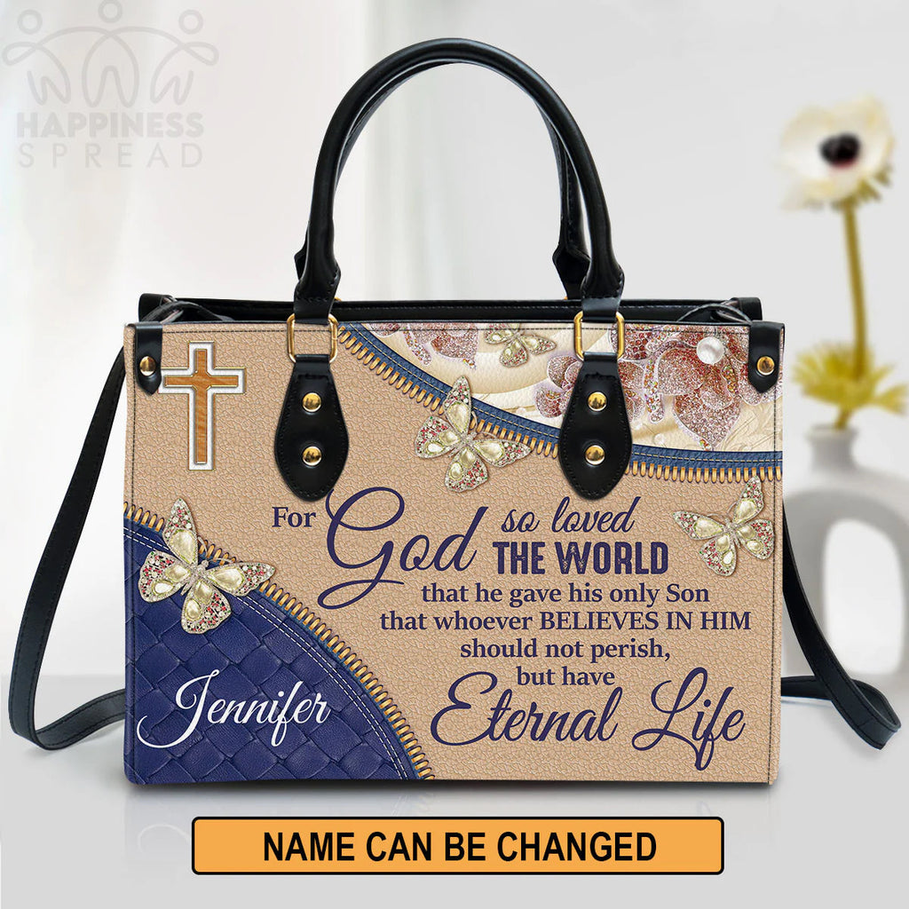 Personalized Christian Faith Leather Tote Bag