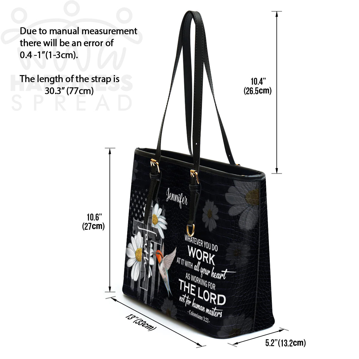 Work At It With All Your Heart Leather Tote Bag