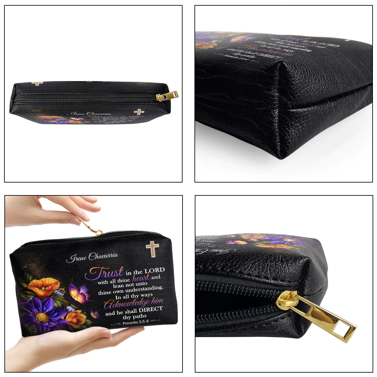 Trust In The Lord Leather Cosmetic Bag