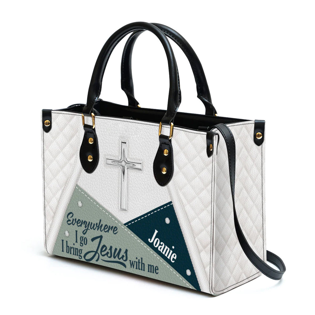 Bring Jesus With Me Personalized Leather Tote Bag