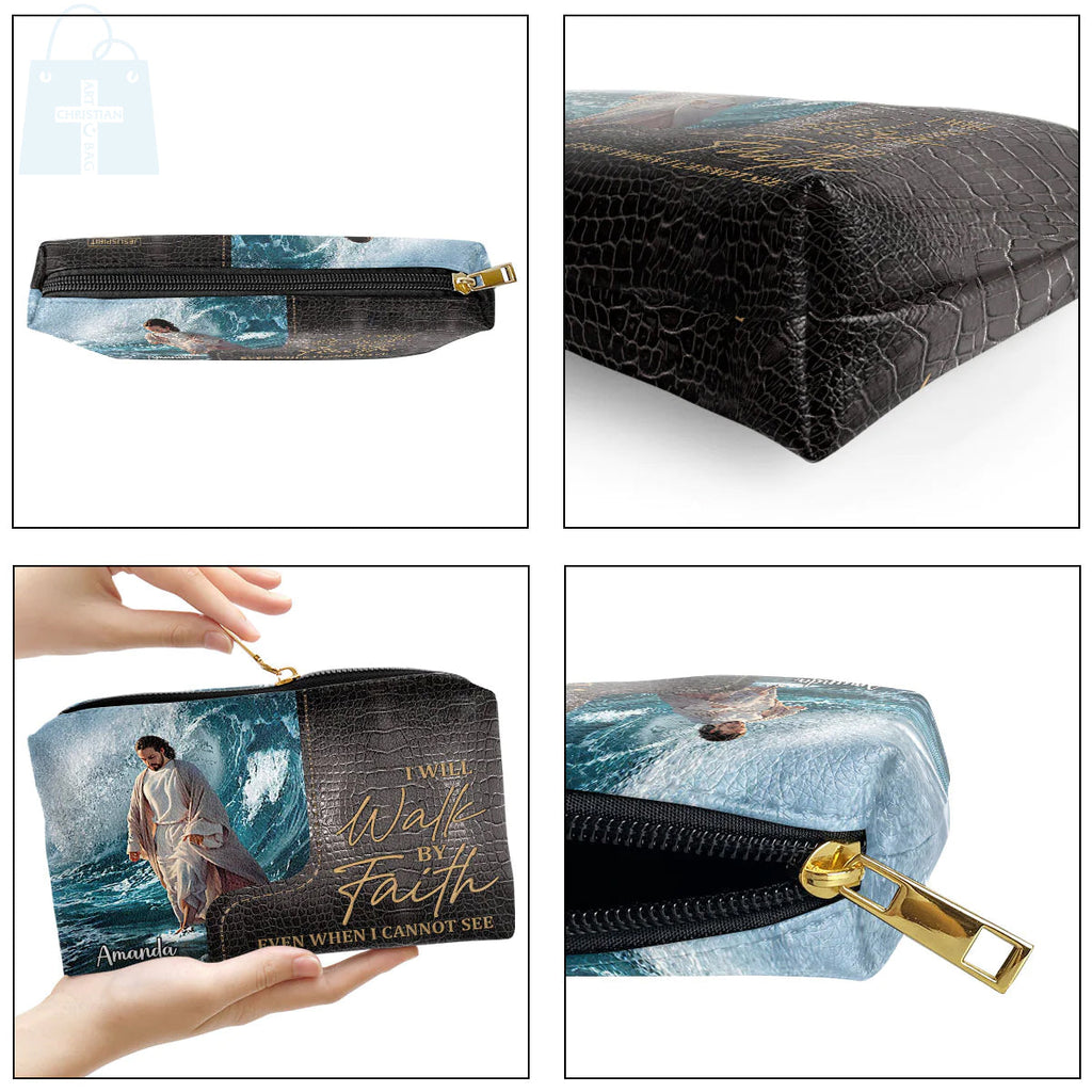 Walk By Faith Leather Cosmetic Bag