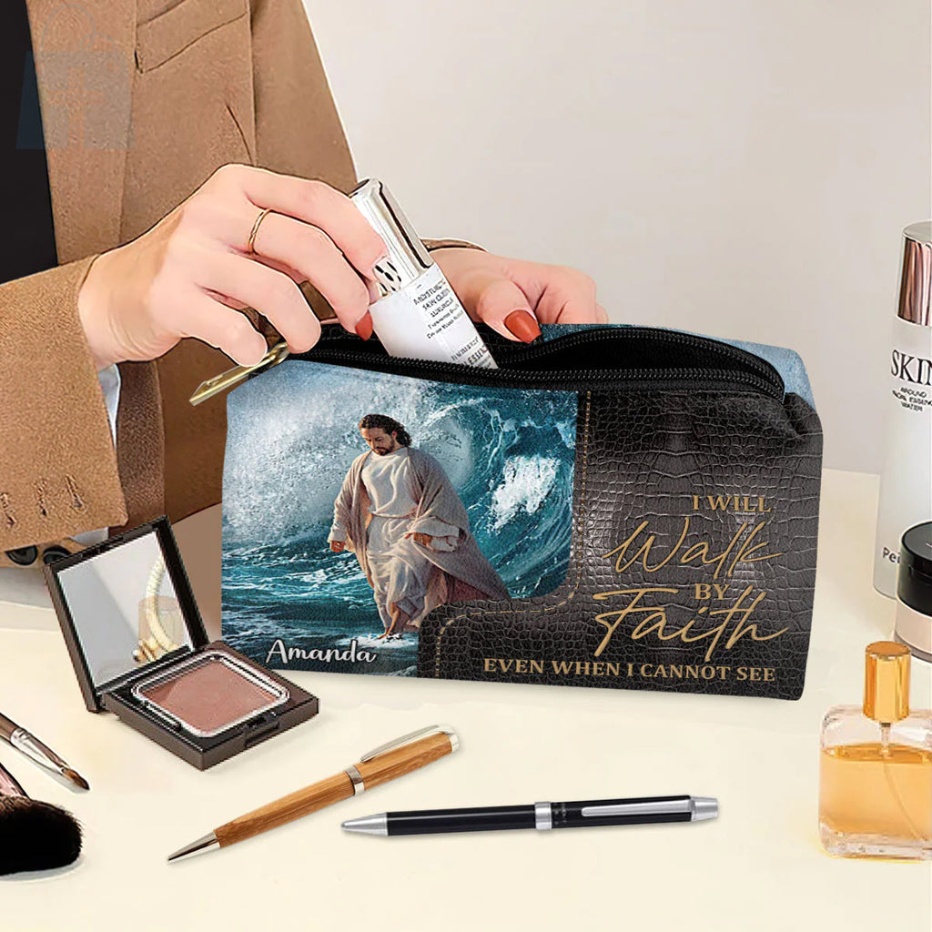 Walk By Faith Leather Cosmetic Bag
