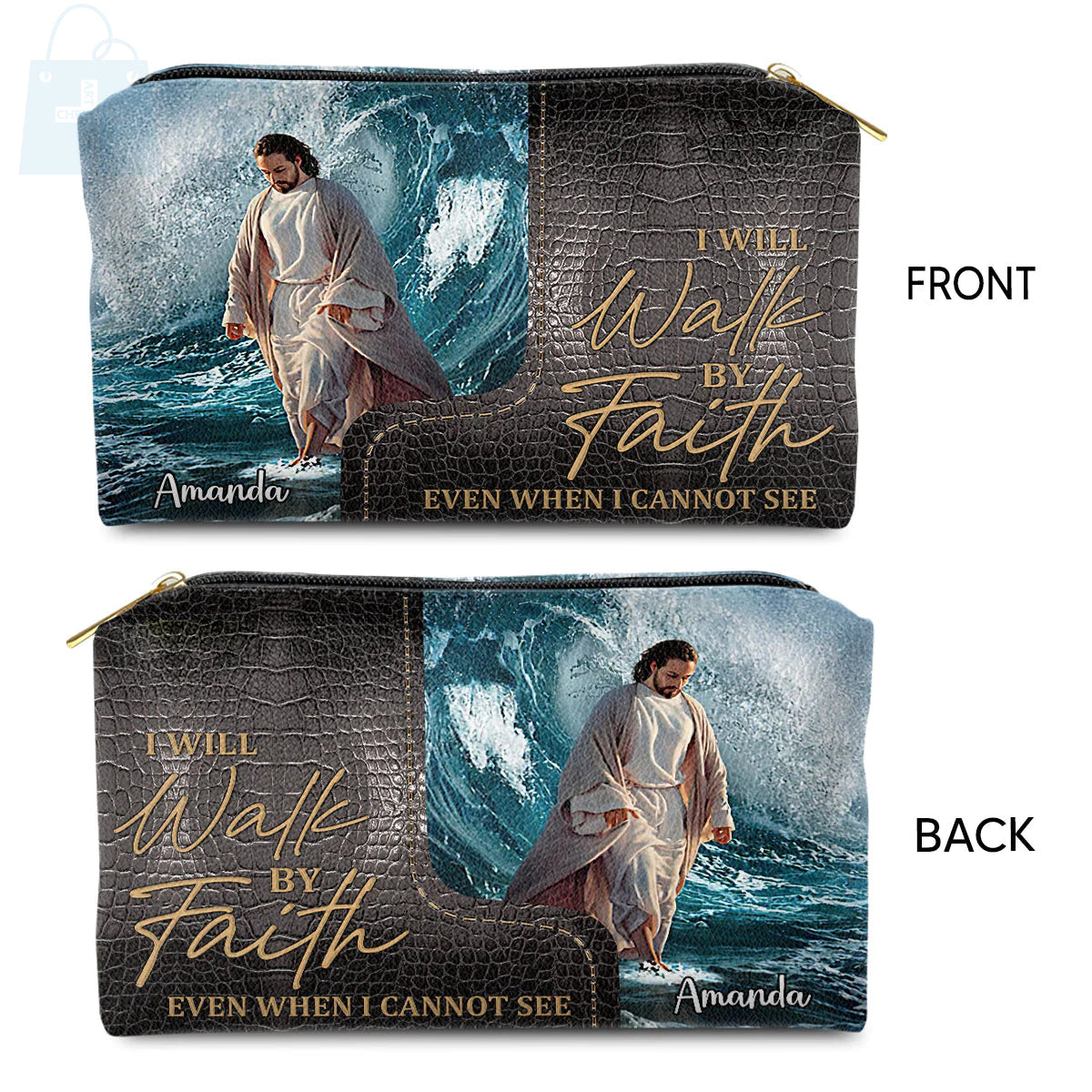 Walk By Faith Leather Cosmetic Bag