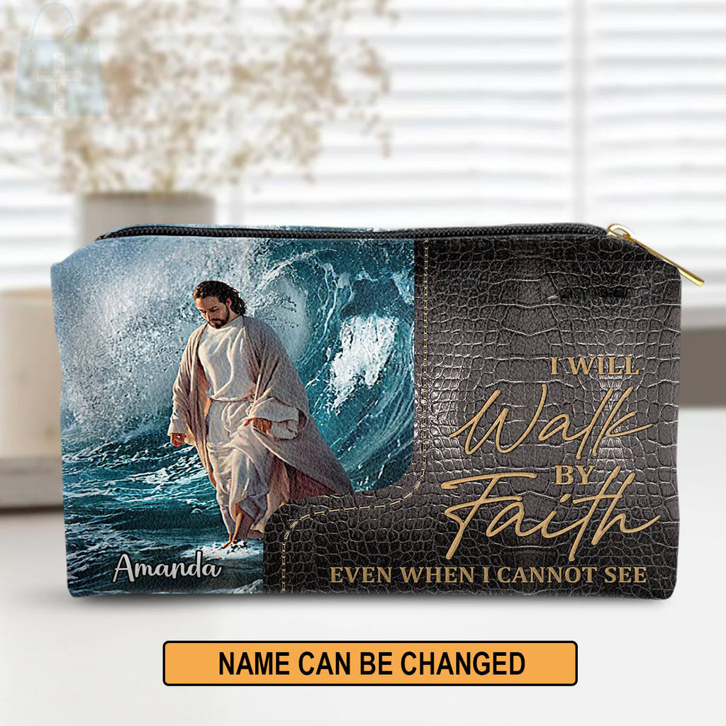 Walk By Faith Leather Cosmetic Bag