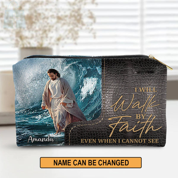 Walk By Faith Leather Cosmetic Bag