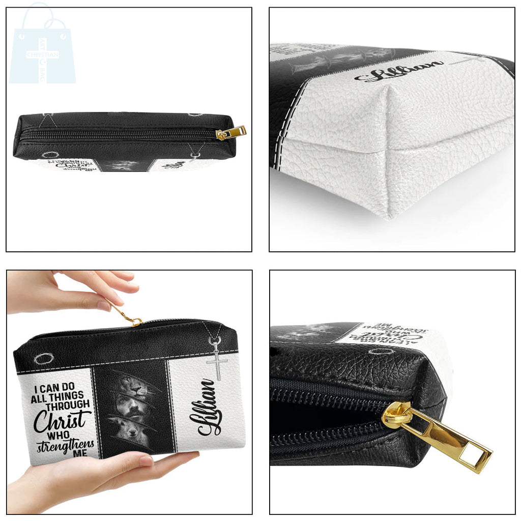 Jesus & Lion Leather Cosmetic Bag