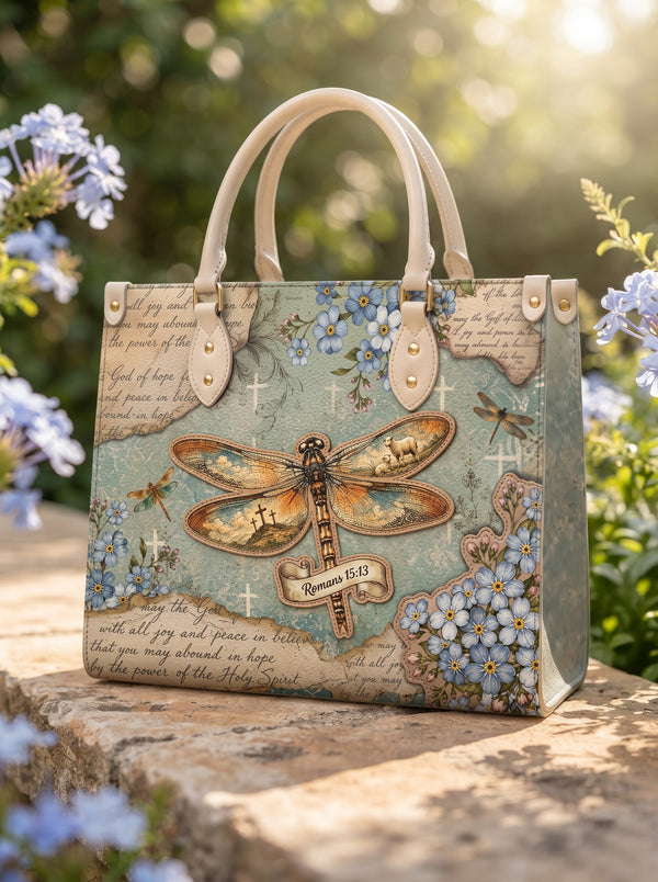 Hope Rising Romans 15:13 Leather Handbag