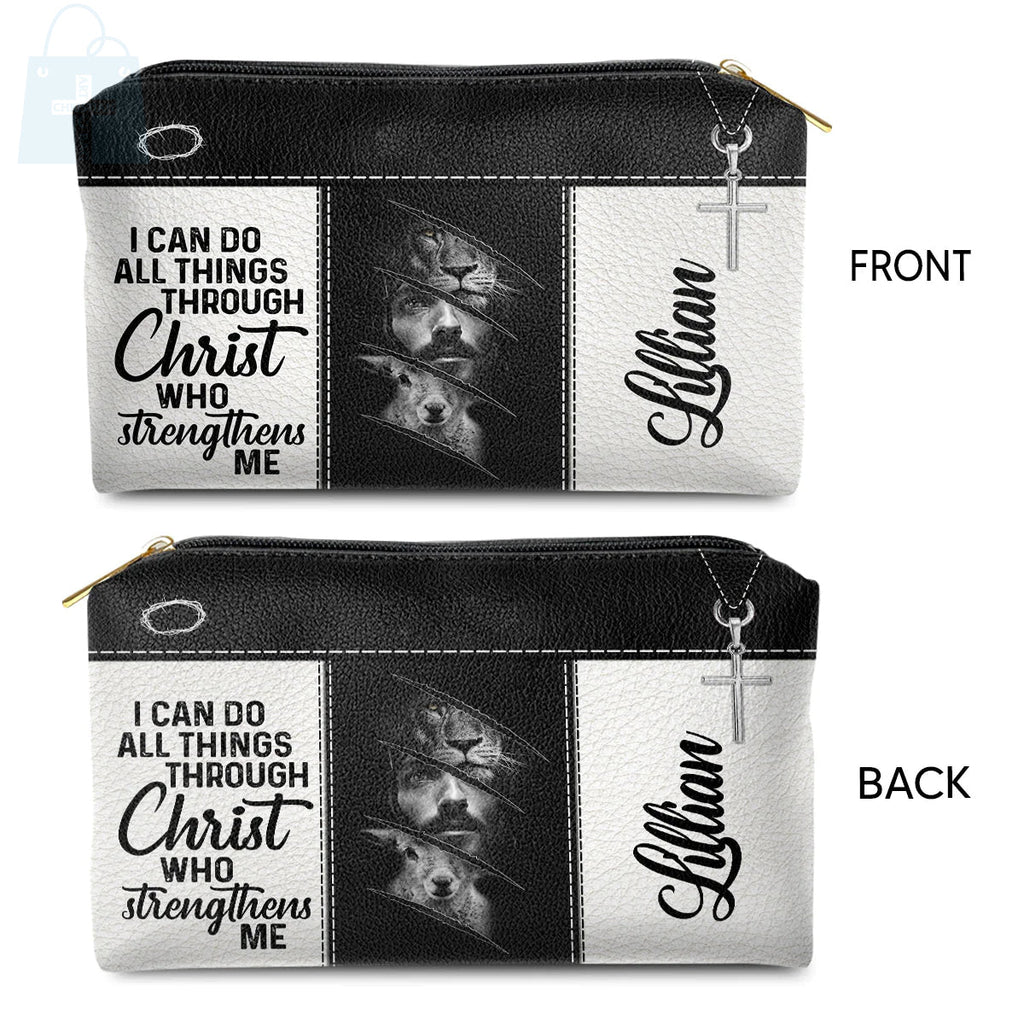 Jesus & Lion Leather Cosmetic Bag