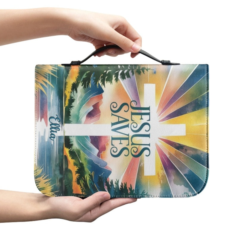 Jesus Saves Personalized Faux Leather Bible Cover