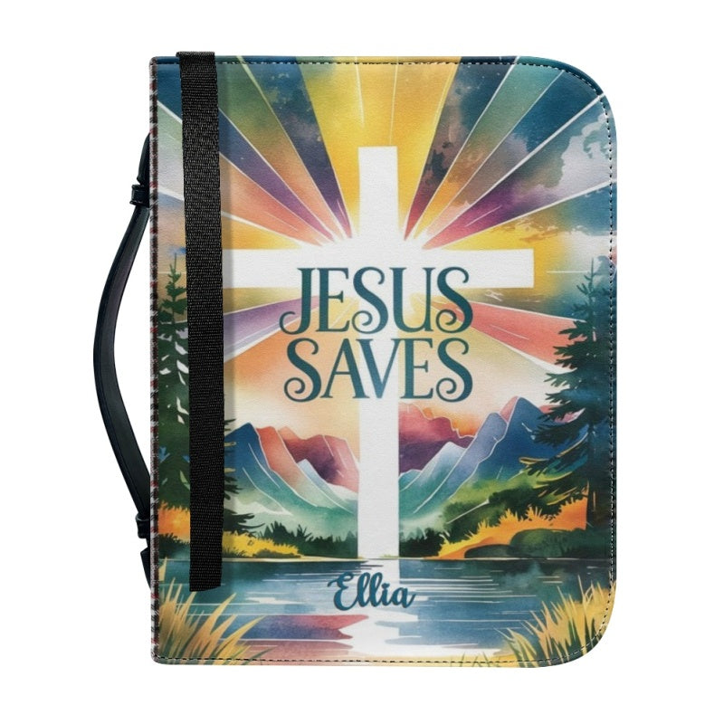 Jesus Saves Personalized Faux Leather Bible Cover