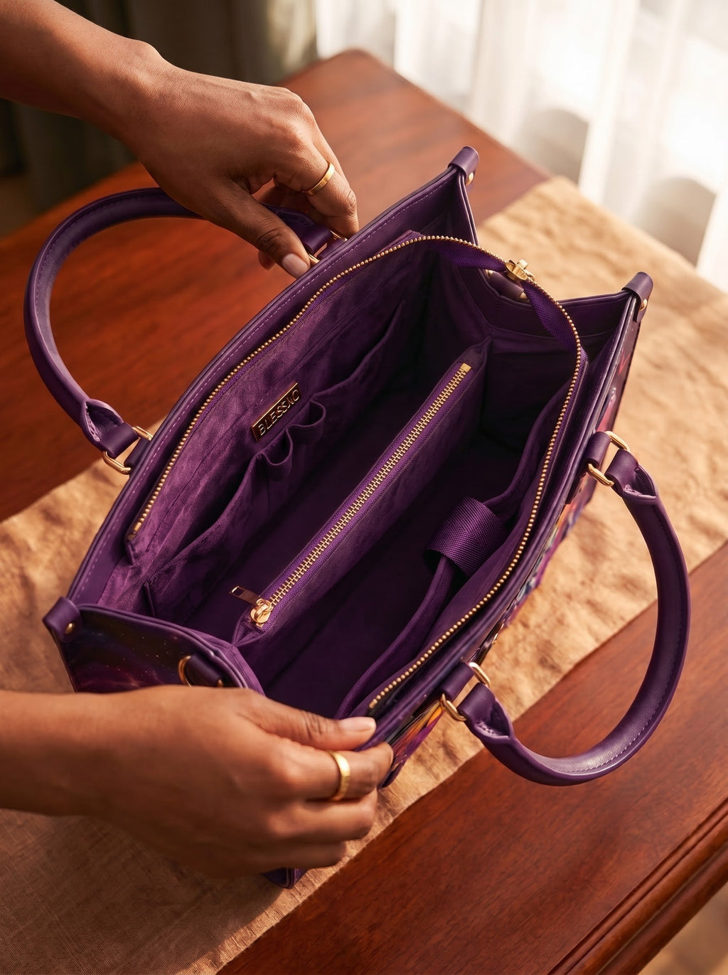 Psalm 27:1 My Light Applique Leather Handbag