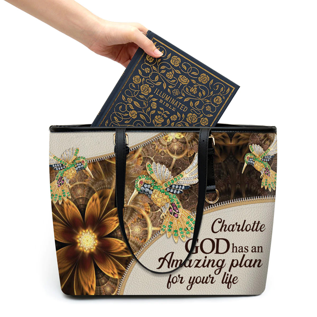 God Has An Amazing Plan Leather Tote Bag