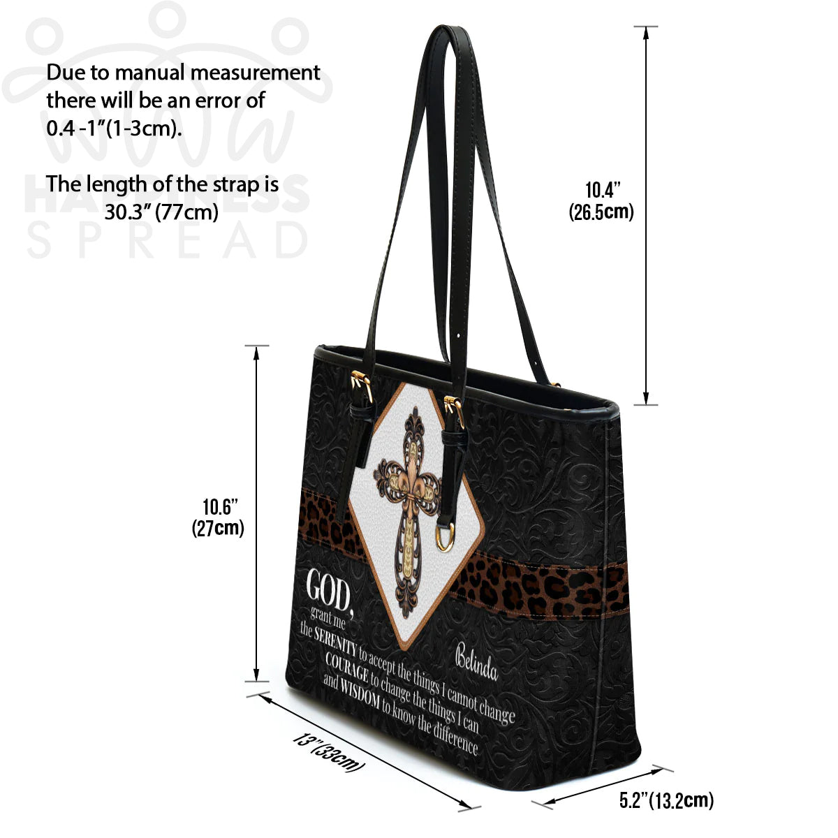 Personalized Christian Cross Leather Tote Bag