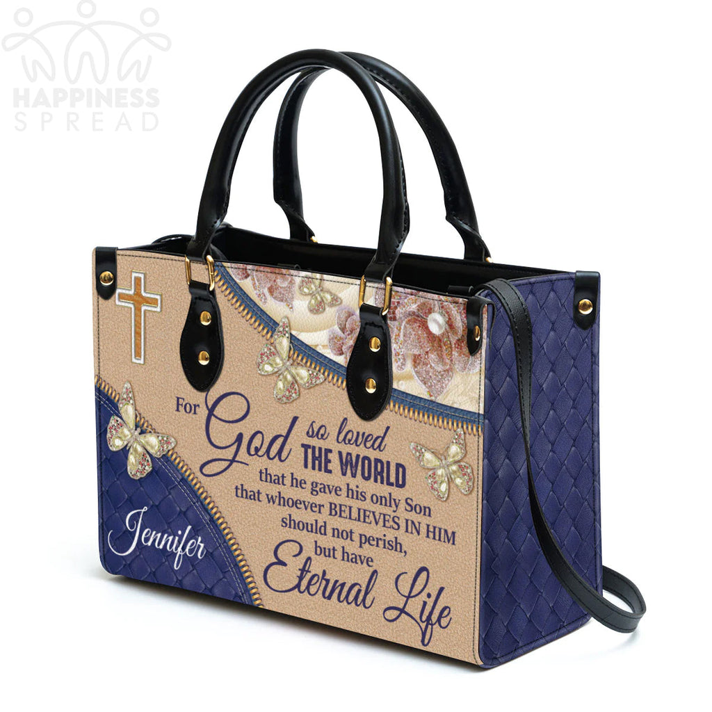 Personalized Christian Faith Leather Tote Bag