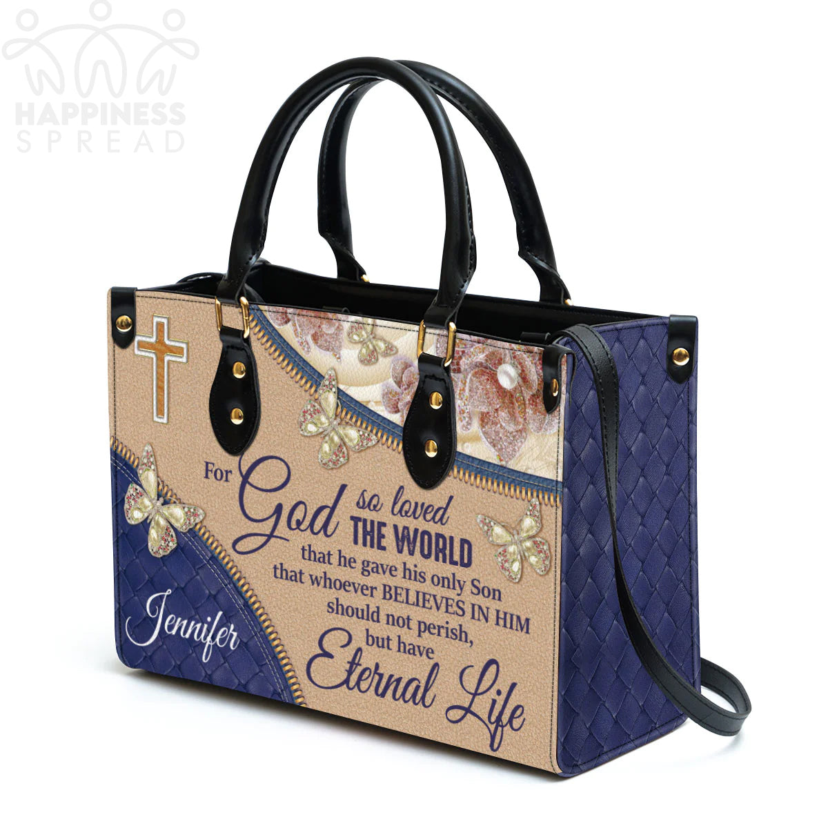 Personalized Christian Faith Leather Tote Bag