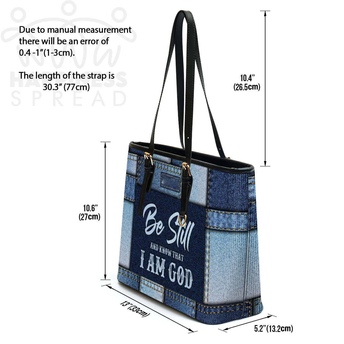 Personalized 'Be Still' Christian Leather Tote Bag