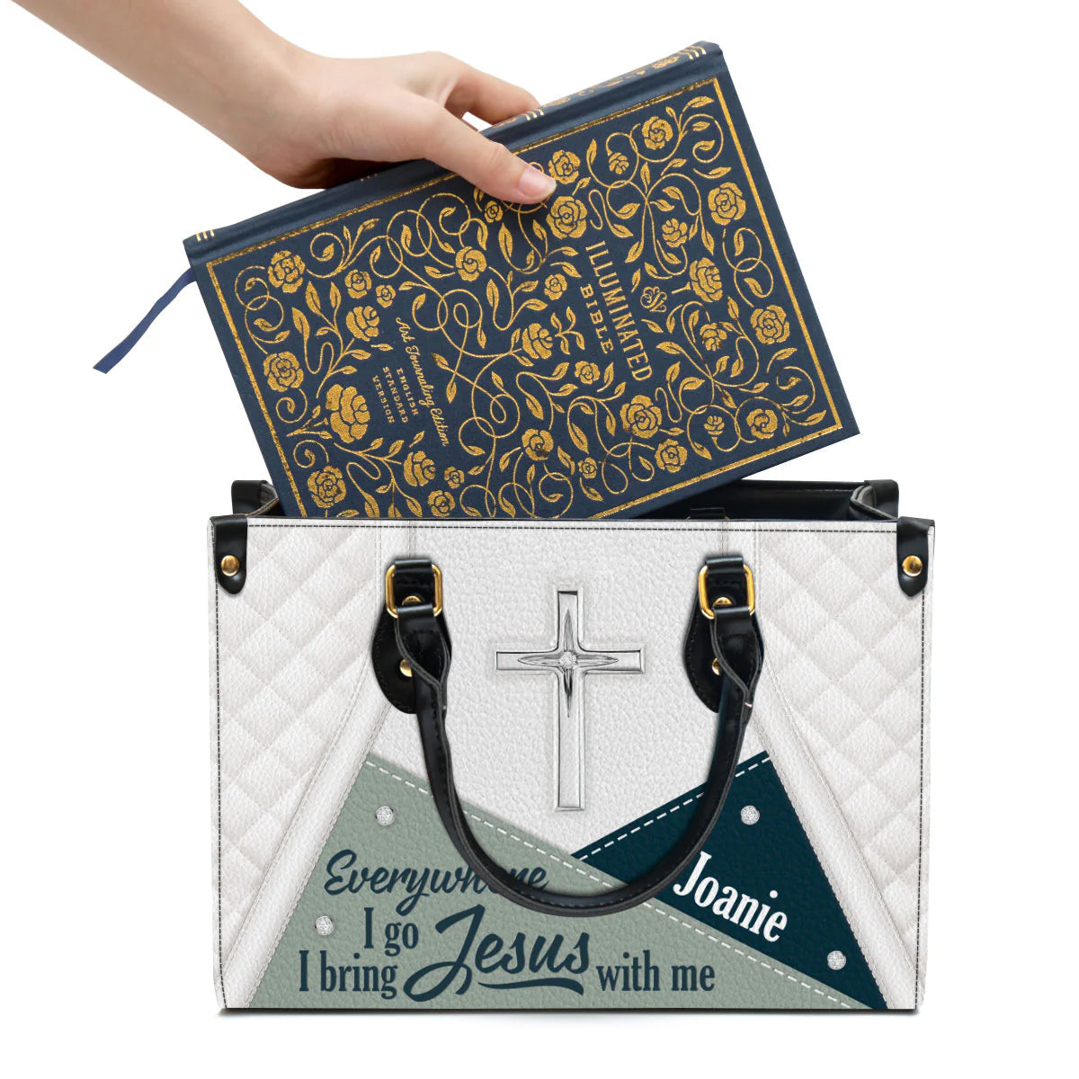 Bring Jesus With Me Personalized Leather Tote Bag
