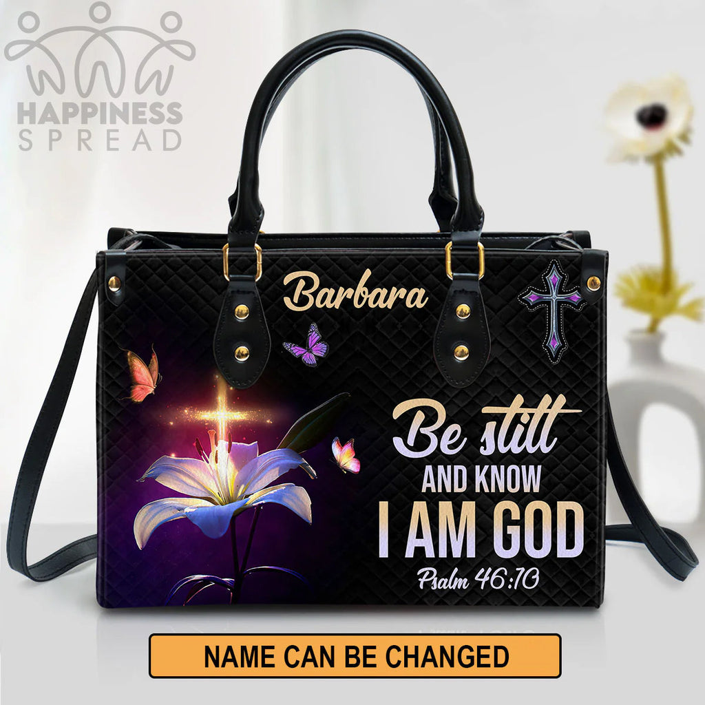 Be Still And Know Personalized Leather Tote Bag