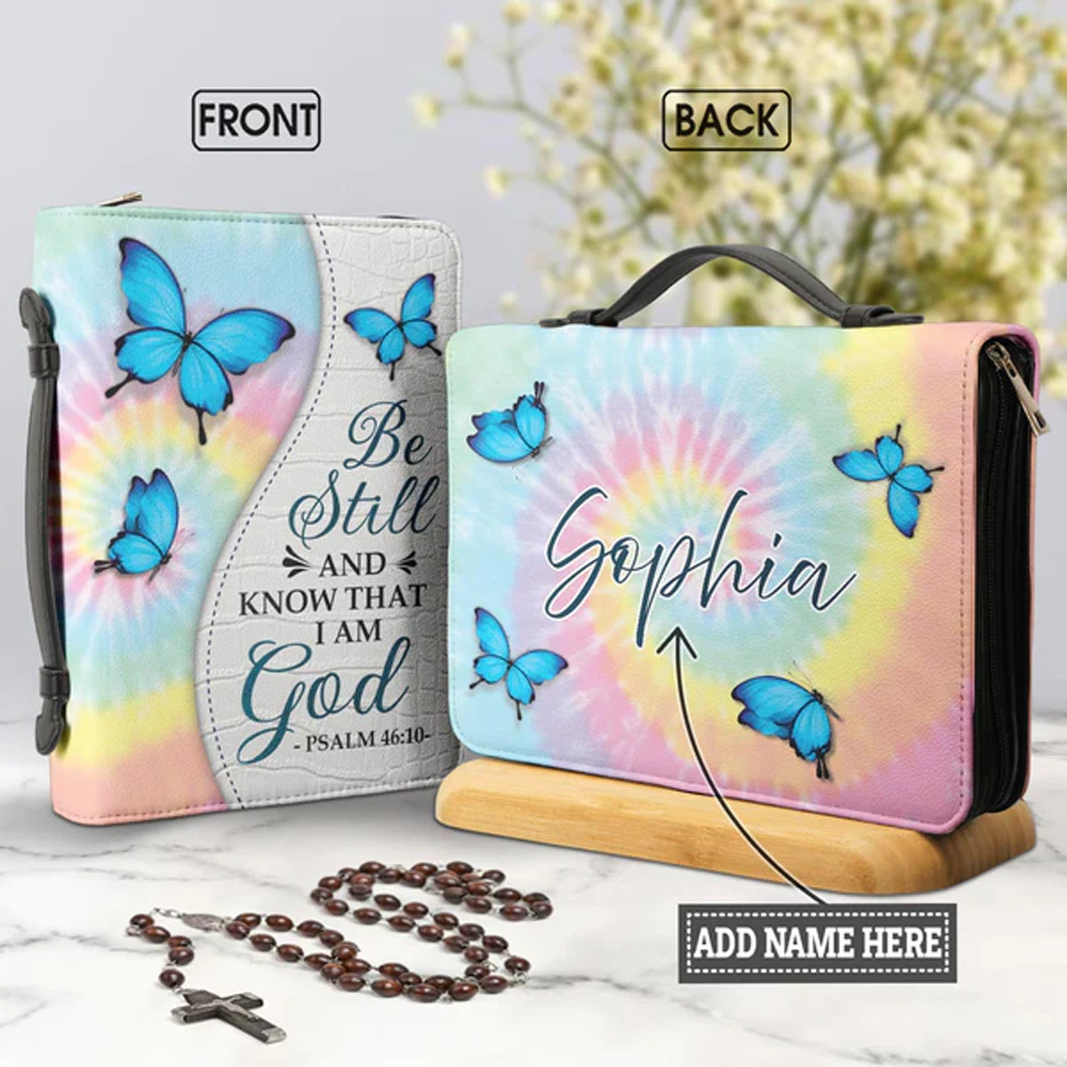 Personalized Be Still Butterfly Bible Cover