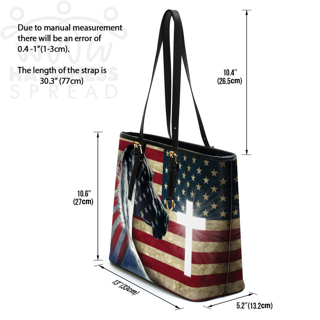 Personalized American Flag Leather Tote Bag