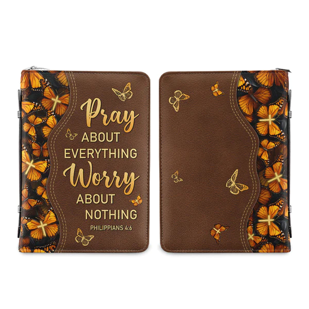 Monarch Butterfly Pray About Everything Bible Cover