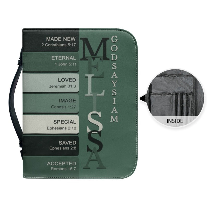 Personalized Green Name Meaning Bible Cover