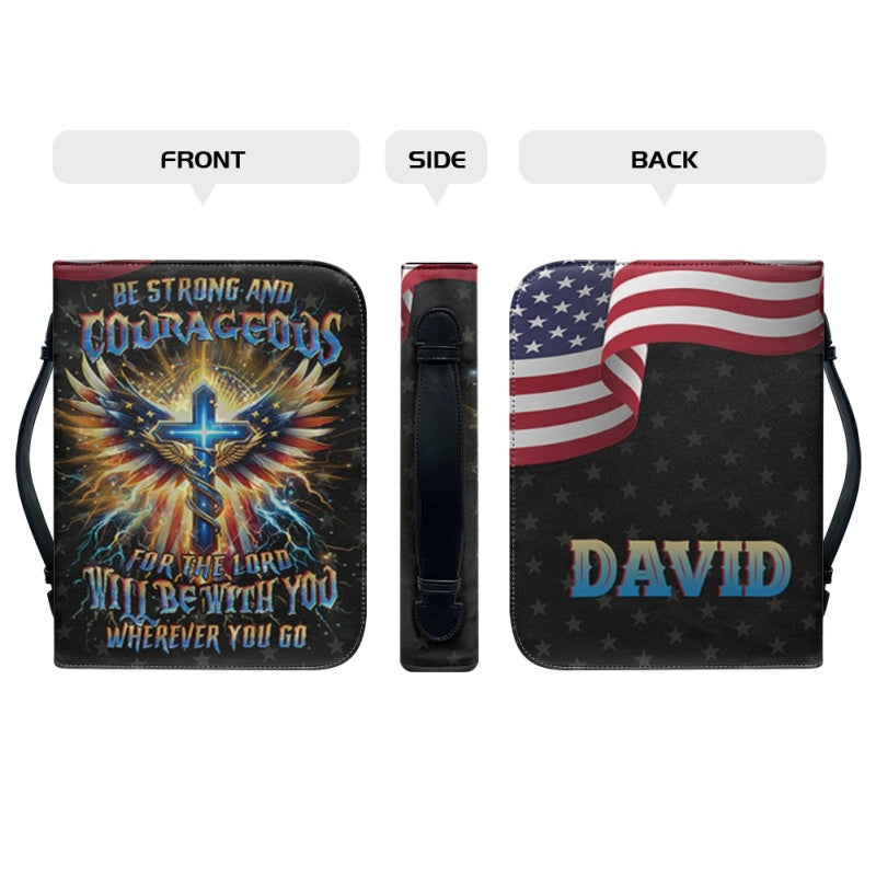 Personalized Be Strong & Courageous Bible Cover