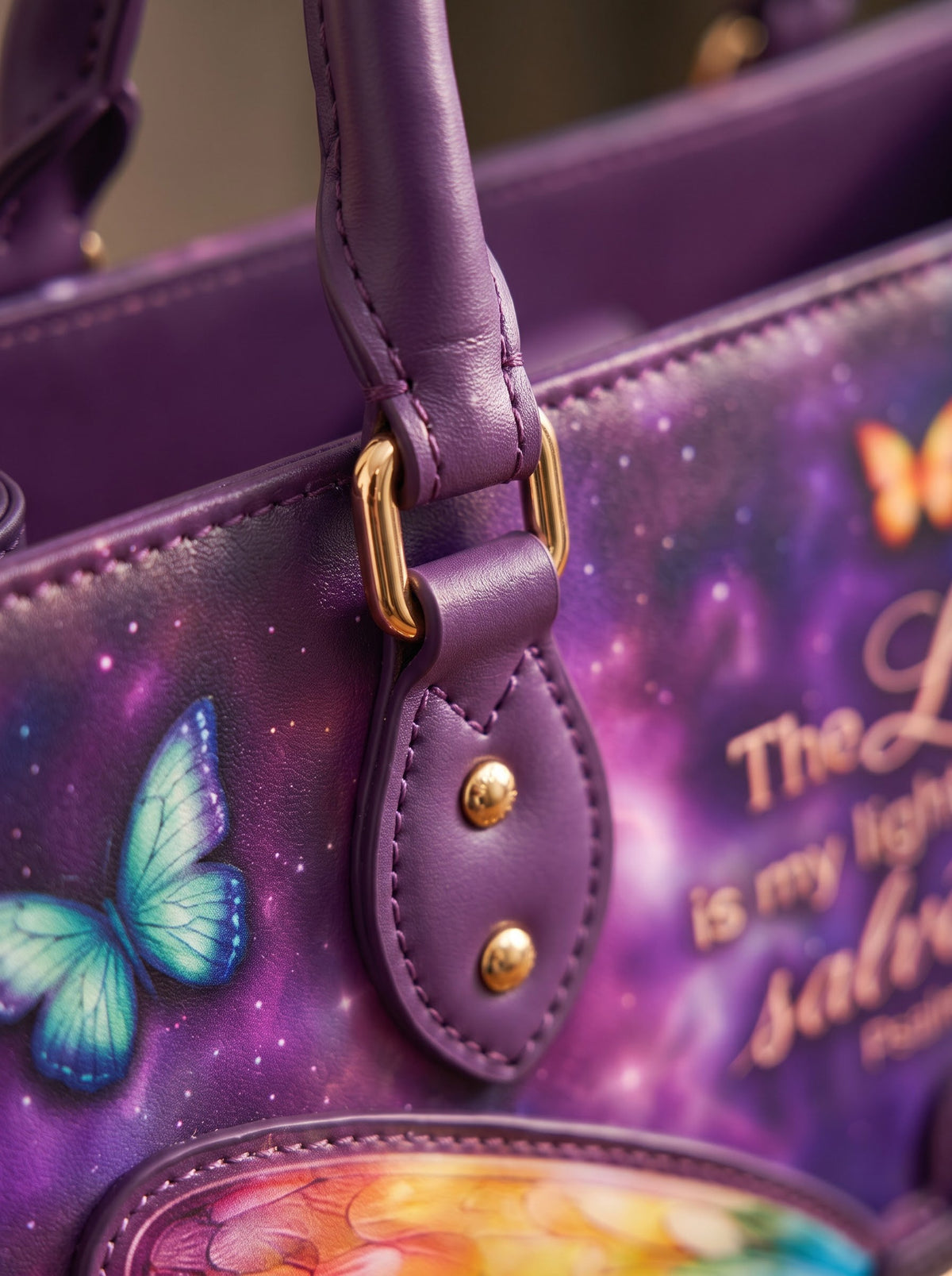 Psalm 27:1 My Light Applique Leather Handbag