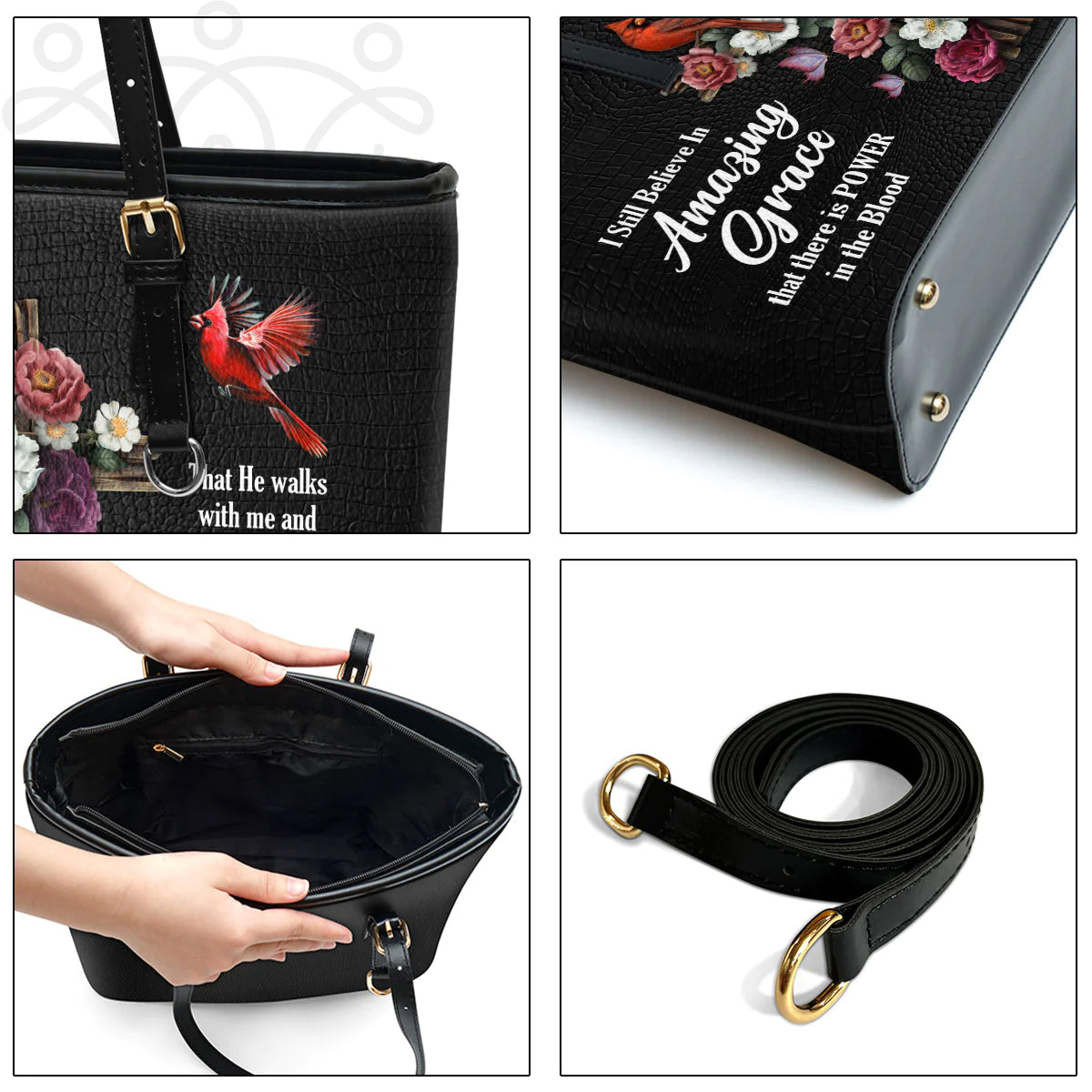 Personalized Amazing Grace Leather Handbag