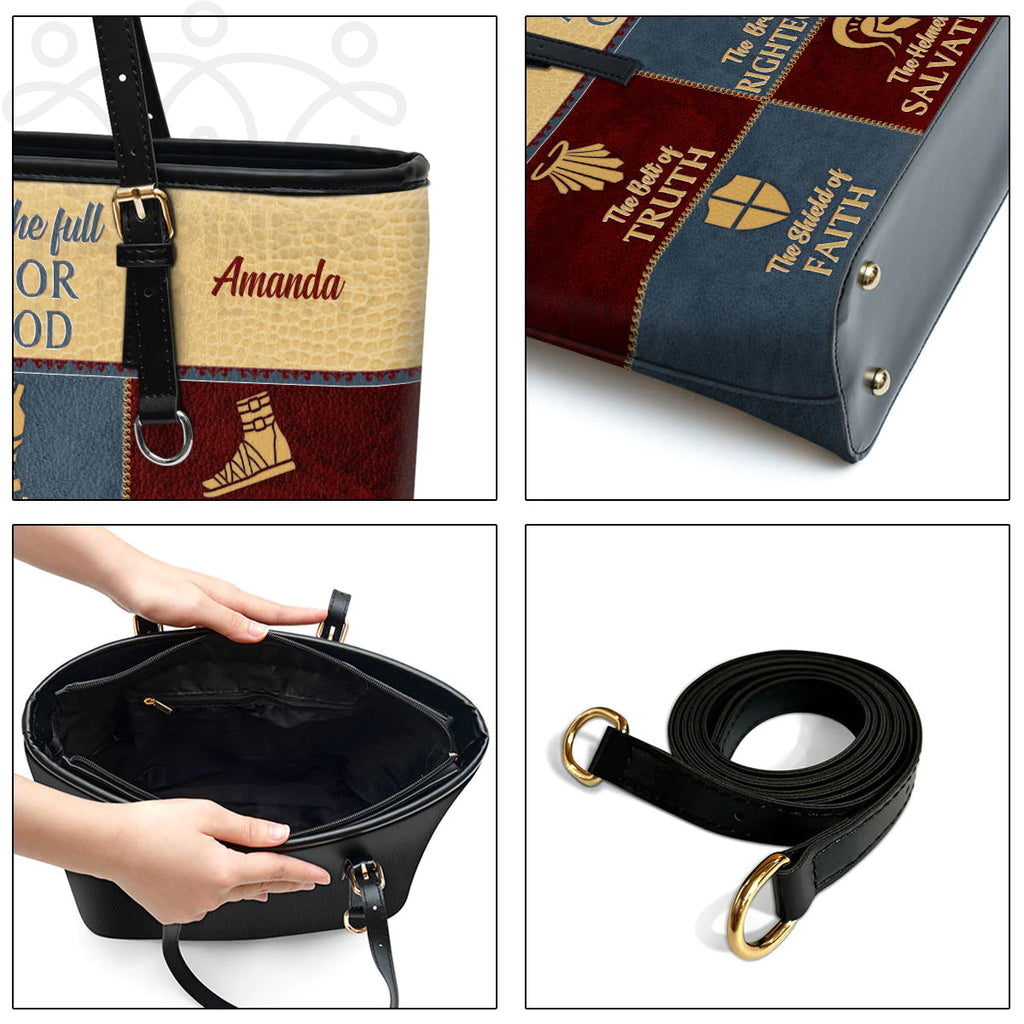 Personalized Gospel of Peace Leather Tote Bag