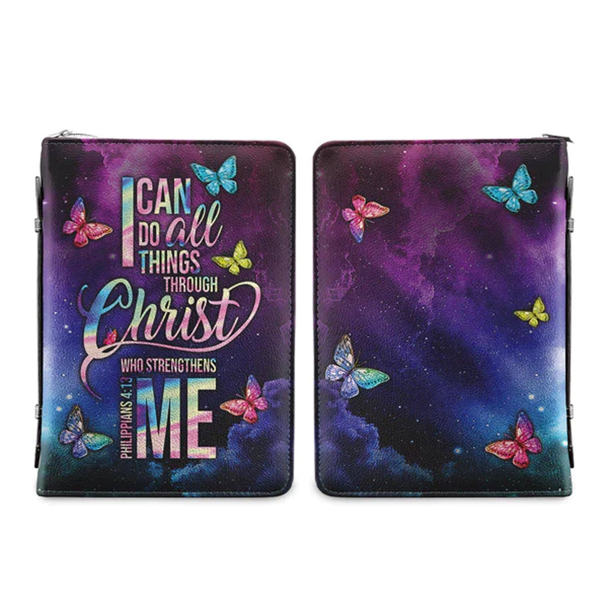 Philippians 4:13 Butterfly Galaxy Bible Cover