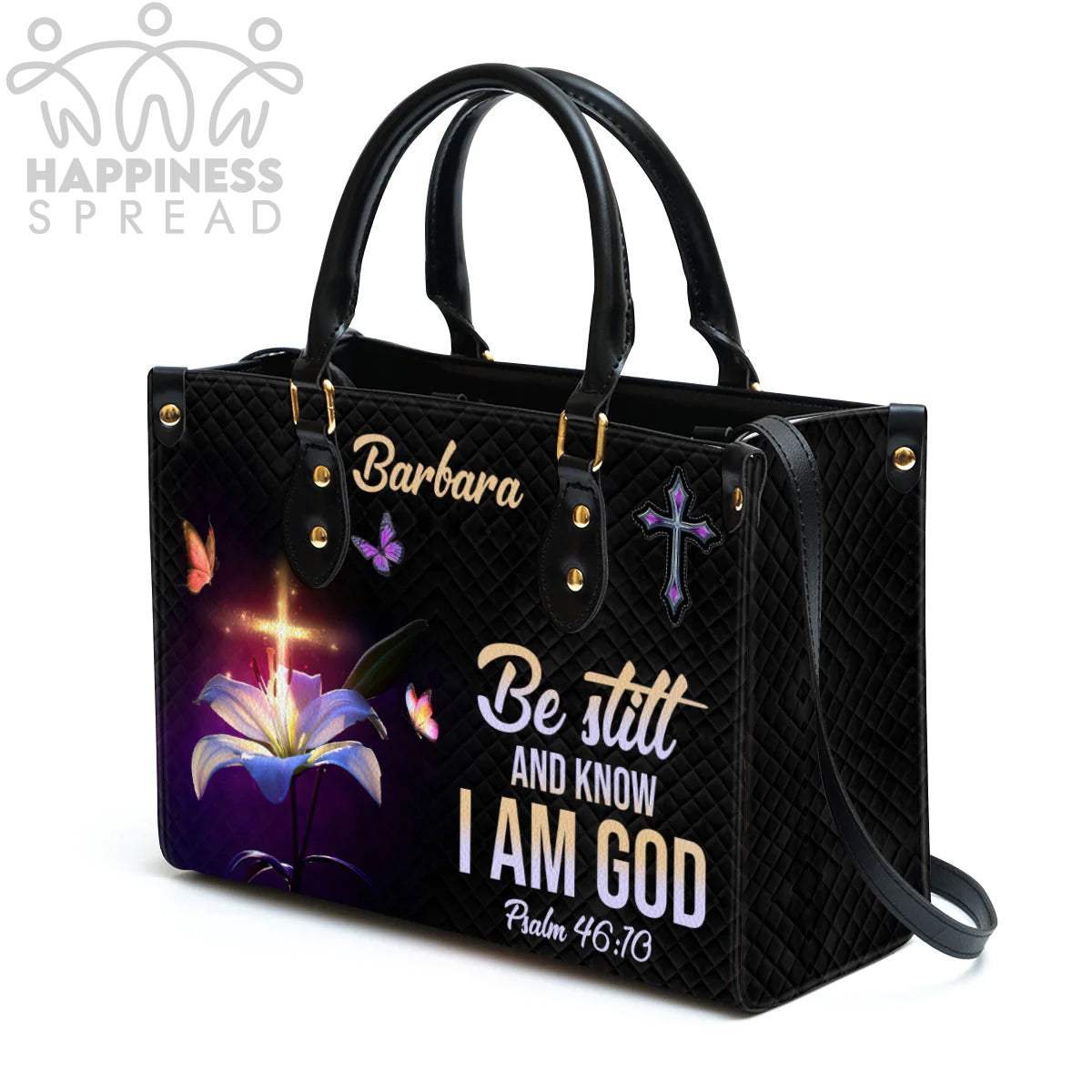 Be Still And Know Personalized Leather Tote Bag