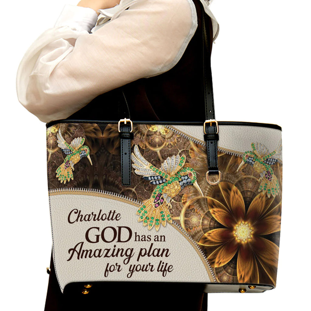 God Has An Amazing Plan Leather Tote Bag