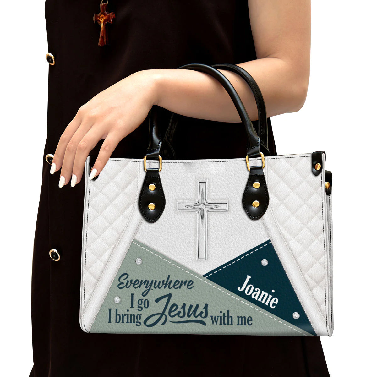 Bring Jesus With Me Personalized Leather Tote Bag