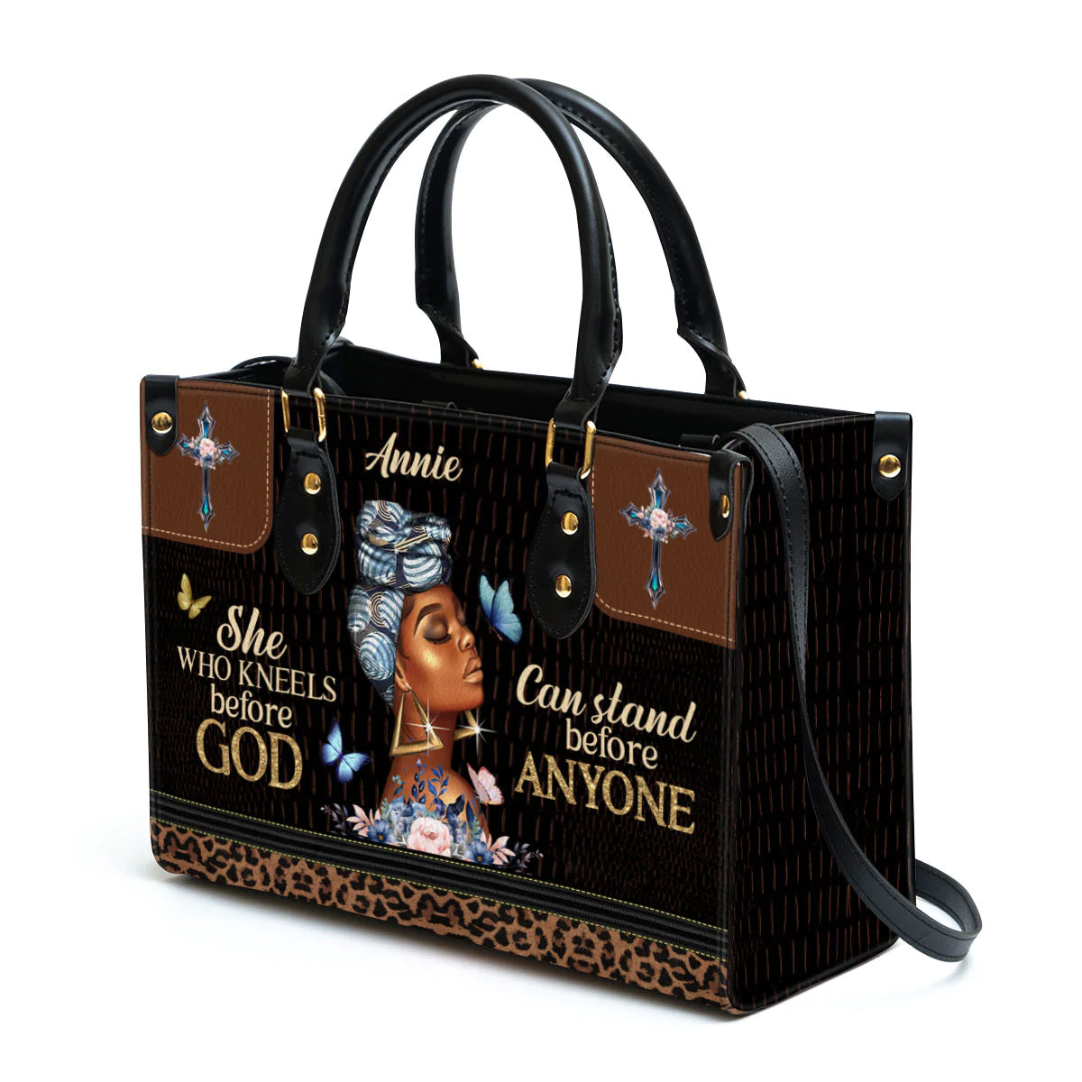 She Who Kneels Before God Leather Tote Bag