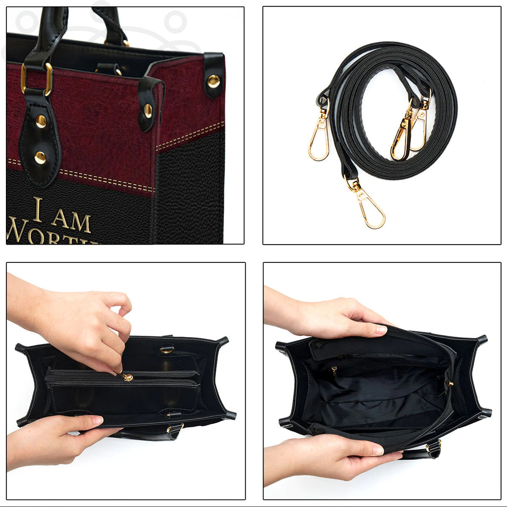 Personalized 'I Am Strong' Christian Leather Tote