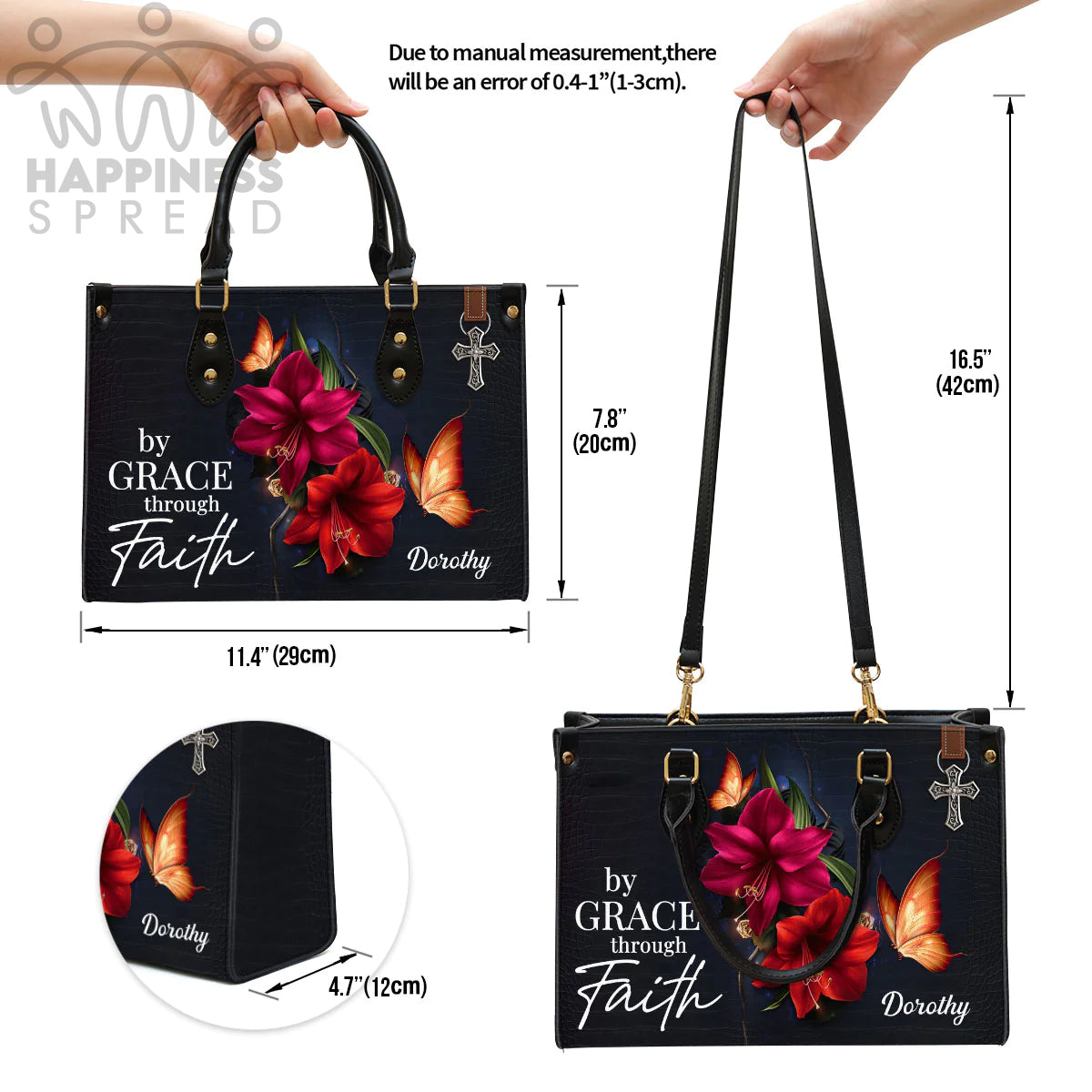 Personalized By Grace Through Faith Leather Tote