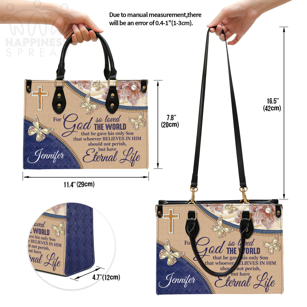 Personalized Christian Faith Leather Tote Bag
