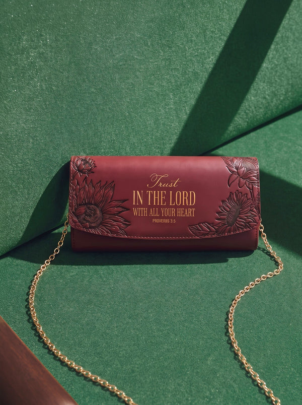 Proverbs 3:5 Embossed Leather Crossbody Clutch