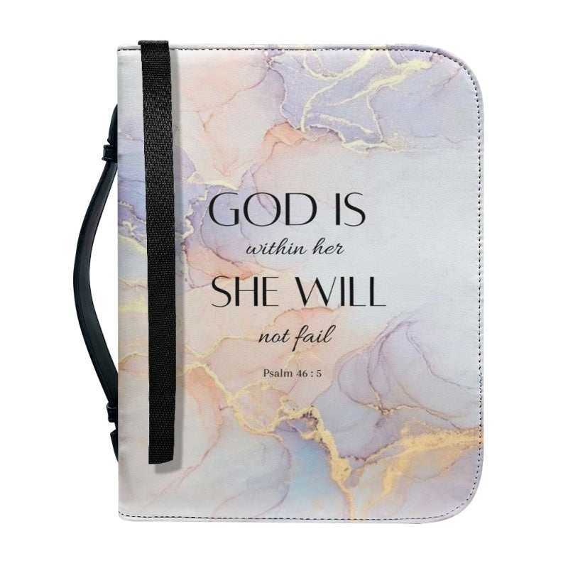 White & Gold Marble Bible Cover Case with Handle