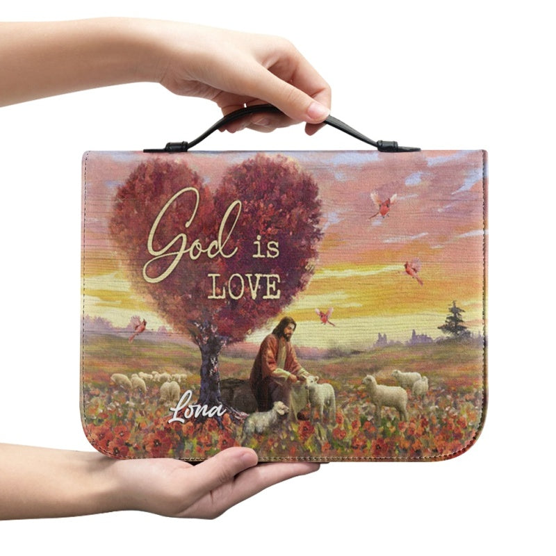 Personalized God Is Love Leather Bible Cover