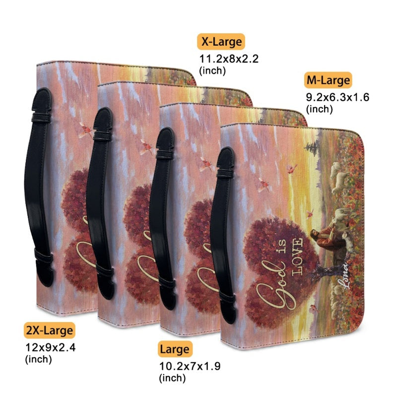 Personalized God Is Love Leather Bible Cover