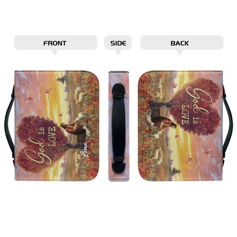 Personalized God Is Love Leather Bible Cover