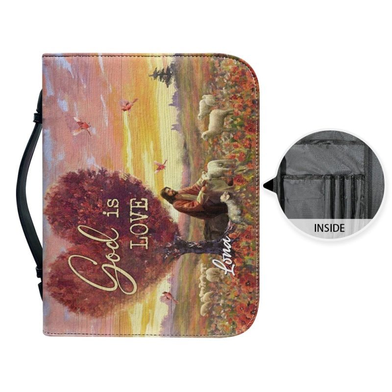 Personalized God Is Love Leather Bible Cover