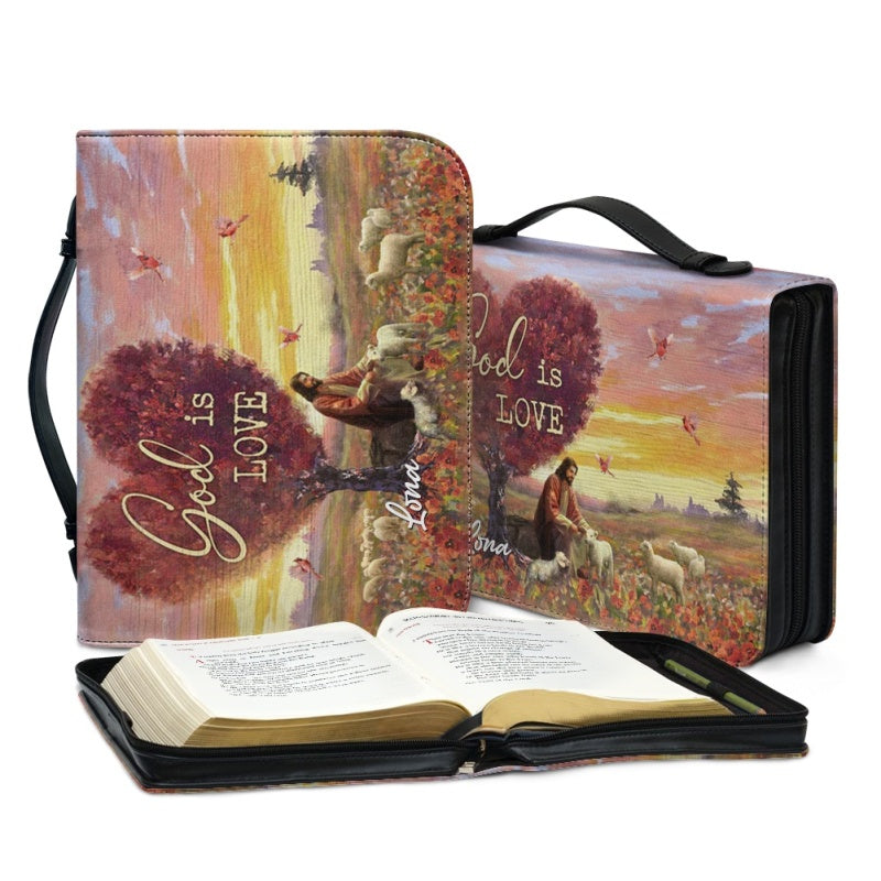 Personalized God Is Love Leather Bible Cover