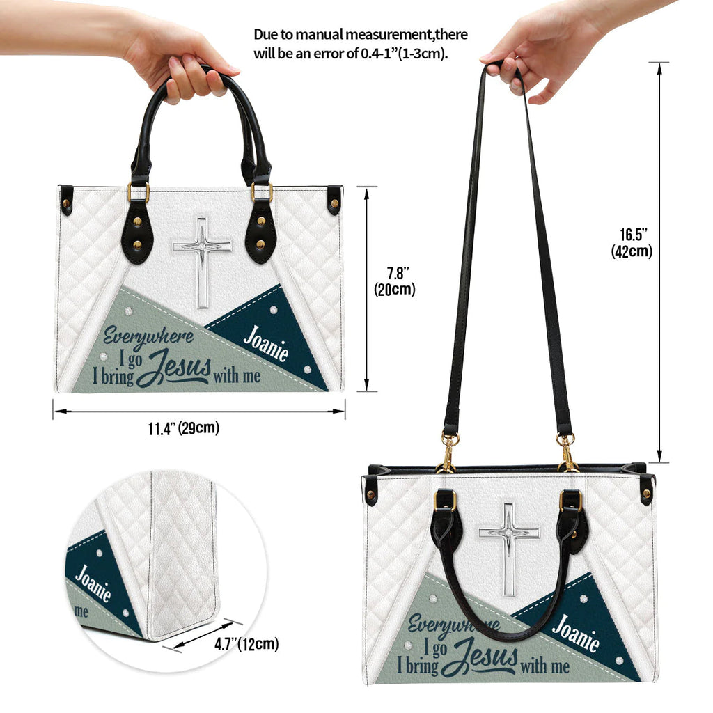 Bring Jesus With Me Personalized Leather Tote Bag
