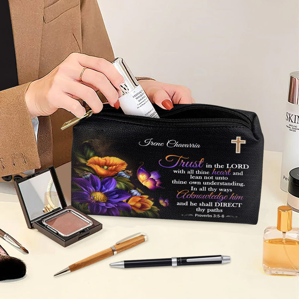 Trust In The Lord Leather Cosmetic Bag